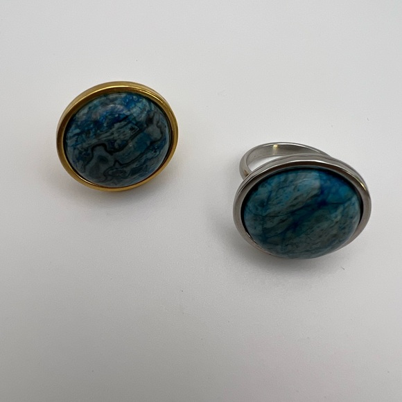 Blue Orchid Stone Statement Rings - Oversized Boho Chic Trendy Rings - Picture 15 of 15